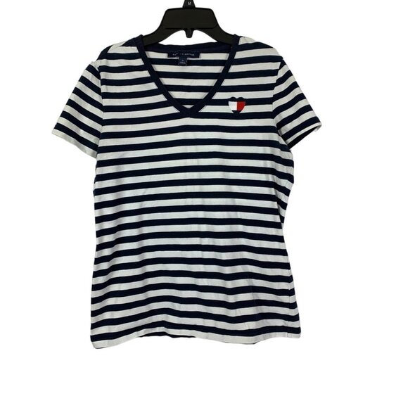 Tommy Hilfiger Tops - Tommy Hilfiger Women's Navy Blue & White T-shirt